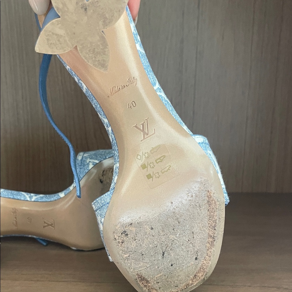 Louis Vuitton Light Blue Monogram Heels - Picture 6 of 7